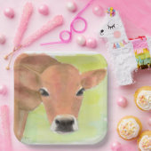 Koe waterverf papieren bordje (Feest)