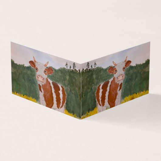 koe waterverf tekening kaart (Buitenkant)