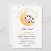 Koe we zijn over het moongeel Baby shower Kaart (Voorkant)