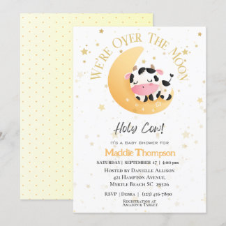 Koe we zijn over het moongeel Baby shower Kaart