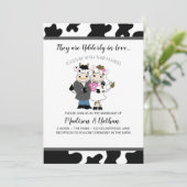 Koe Wedding Cute Couple Udderly in Love Kaart (Staand voorkant)