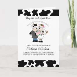 Koe Wedding Udderly in Love Folded Invite Kaart