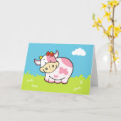 Koe Wenskaart Kaart (Gele Bloem)