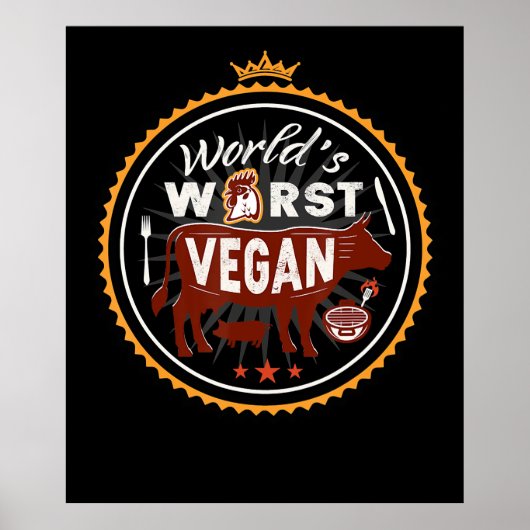 Koe werelden slechtste Vegan Vat BBQ Poster (Voorkant)