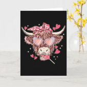 Koe Western Sungles Funny Hart Gelukkig Vlent Kaart (Gele Bloem)