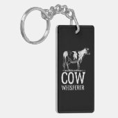 Koe Whisperer Funny Farmer White Sleutelhanger (Voorkant Links)