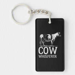 Koe Whisperer Funny Farmer White Sleutelhanger