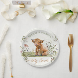 Koe Wilde bloem Baby shower Papieren Bordje