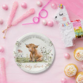 Koe Wilde bloem Baby shower Papieren Bordje (Feest)