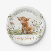 Koe Wilde bloem Baby shower Papieren Bordje (Voorkant)