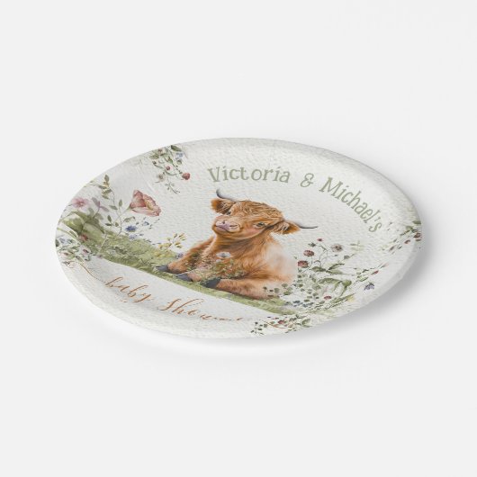 Koe Wilde bloem Baby shower Papieren Bordje (Gekanteld)