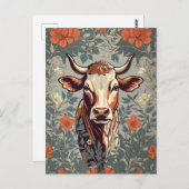 Koe William Morris geïnspireerd door Floral Briefkaart (Voorkant / Achterkant)