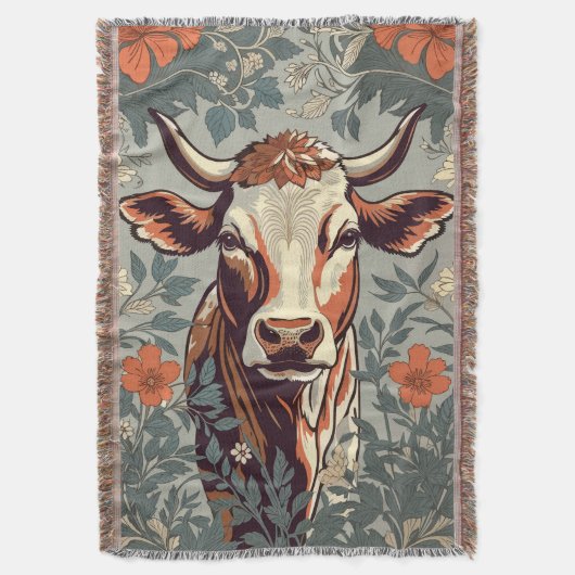  Koe William Morris geïnspireerd door Floral Deken (Voorkant Verticaal)