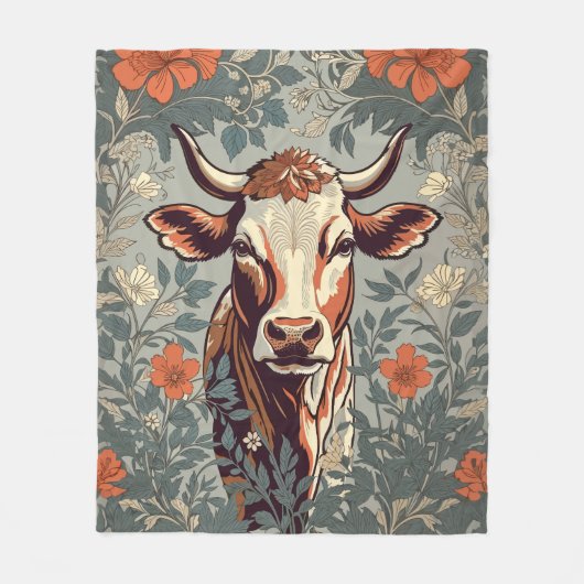  Koe William Morris geïnspireerd door Floral Fleece Deken (Voorkant)
