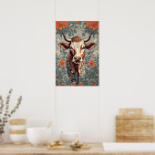  Koe William Morris geïnspireerd door Floral Poster (Keuken)