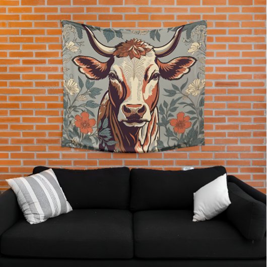  Koe William Morris geïnspireerd door Floral Wandkleed