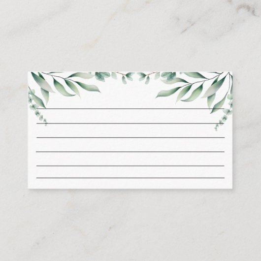 Koe Wisdom Eucalyptus Baby shower Informatiekaartje (Achterkant)