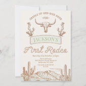  Koe Woestijn Eerste Rodeo 1e Verjaardag Kaart (Voorkant)