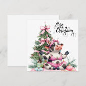 Koe yoga met kerstversiering feestdagenkaart (Voorkant / Achterkant)