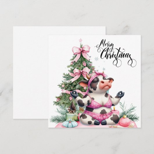 Koe yoga met kerstversiering feestdagenkaart (Voorkant / Achterkant)