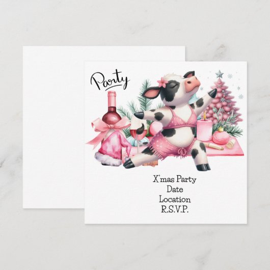 Koe Yoga Roze Kerst Decoratie Kaart (Voorkant / Achterkant)