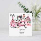 Koe Yoga Roze Kerst Decoratie Kaart (Staand voorkant)