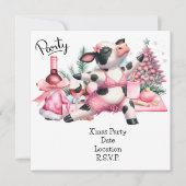 Koe Yoga Roze Kerst Decoratie Kaart (Voorkant)