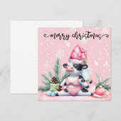 Koe Yoga Roze Kerstdecoratie Feestdagenkaart (Voorkant / Achterkant)