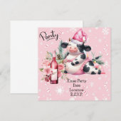 Koe Yoga Roze Kerstdecoratie Kaart (Voorkant / Achterkant)