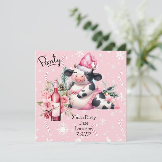 Koe Yoga Roze Kerstdecoratie Kaart (Staand voorkant)