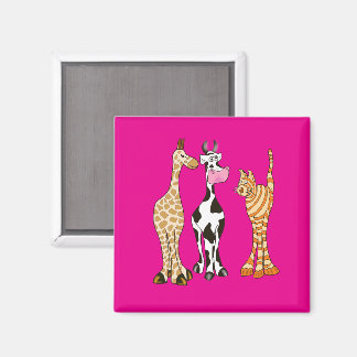 Koe, zebra, giraffe en kindertekening magneet