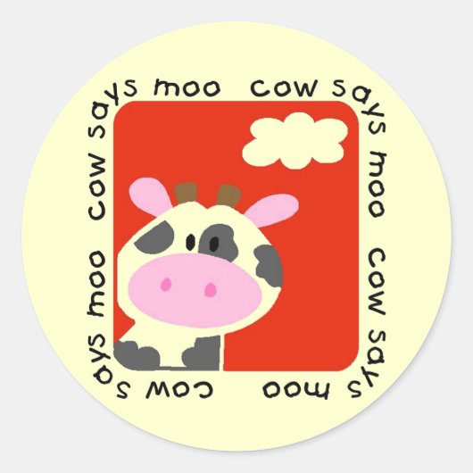 Koe Zegt Moo Tshirts en geschenken Ronde Sticker (Voorkant)