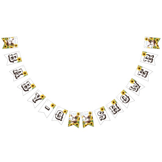 Koe Zonnebloem Baby Q Barbecue Bunting Flags Vlaggetjes (Alle)