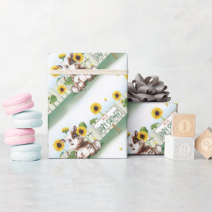 Koe Zonnebloem Baby shower Cadeaupapier