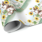 Koe Zonnebloem Baby shower Cadeaupapier (Rol Hoek)