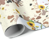 Koe Zonnebloem Boerderij Cadeaupapier (Rol Hoek)