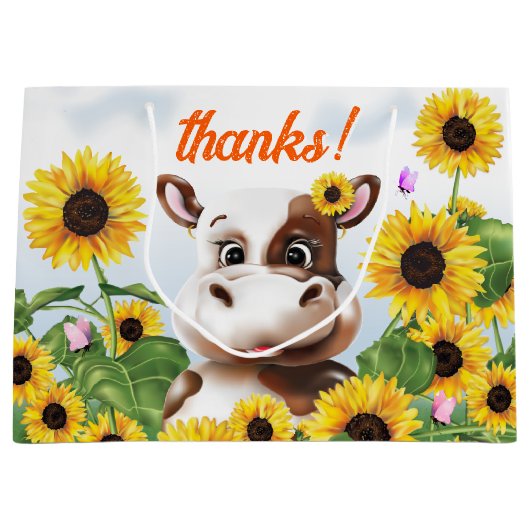 Koe Zonnebloem Boerderij Dank u Groot Cadeauzakje (Voorkant)