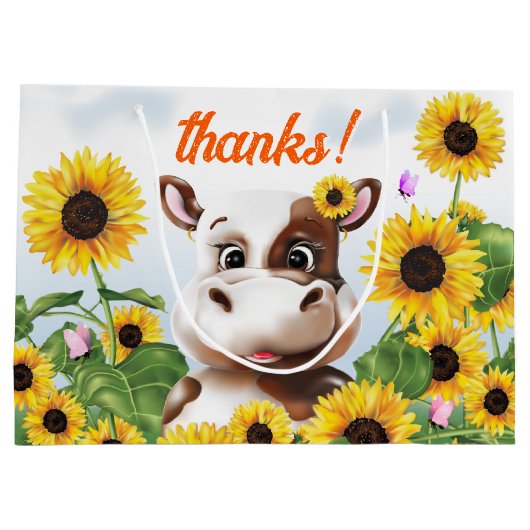 Koe Zonnebloem Boerderij Dank u Groot Cadeauzakje (Achterkant)