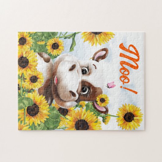 Koe Zonnebloem Boerderij Legpuzzel (Horizontaal)