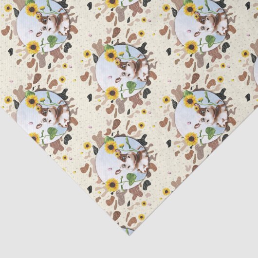 Koe Zonnebloem Boerderij Tissuepapier (Detail)