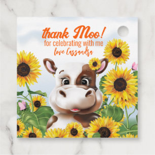 Koe Zonnebloem Grappig Boerderij Dank u voor Tags Bedankjes Labels