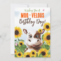 Koe Zonnebloem Grappige Verjaardag