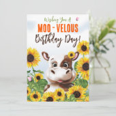 Koe Zonnebloem Grappige Verjaardag (Staand voorkant)