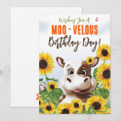 Koe Zonnebloem Grappige Verjaardag (Voorkant / Achterkant)