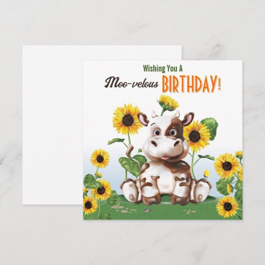 Koe Zonnebloem Kinderen van Birthday (Voorkant / Achterkant)