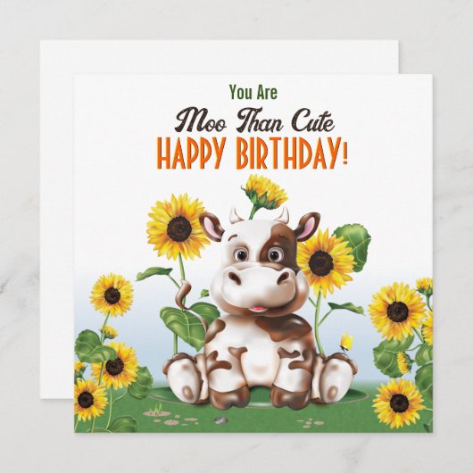 Koe Zonnebloem Kinderen van Birthday (Voorkant / Achterkant)