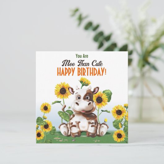 Koe Zonnebloem Kinderen van Birthday (Staand voorkant)