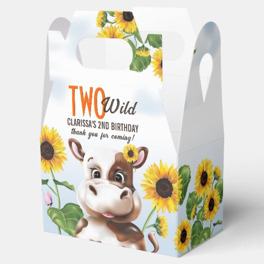 Koe Zonnebloem Meisje 2e Verjaardag Bedankdoosjes (Geopend)