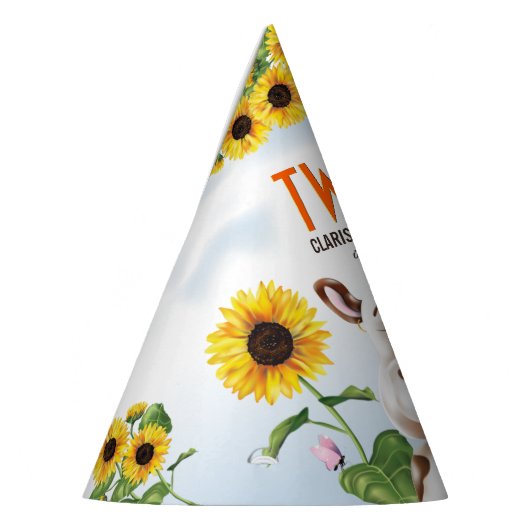 Koe Zonnebloem Meisje 2e Verjaardag Feesthoedjes (Links)