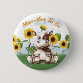 Koe Zonnebloem Moeder om te worden Ronde Button 5,7 Cm (Voorkant)